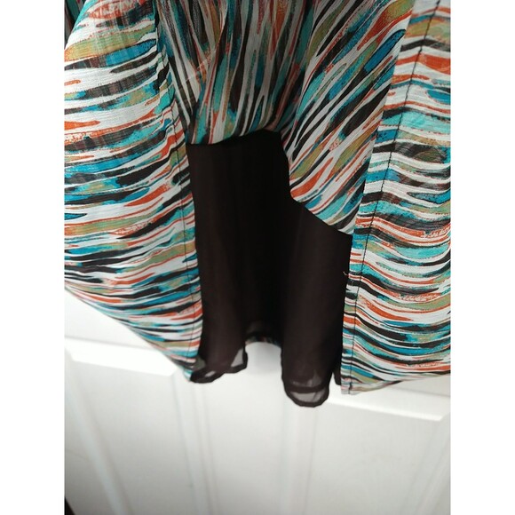 Merona Woman L Blouse V Neck Sheer Tank Lined SS Retro Flowy Business Casual - Picture 6 of 10